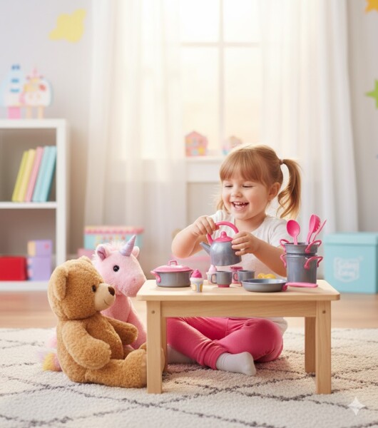 ДЕТСКИ СЕРВИЗ ЧАЙНИК С ТЕНДЖЕРИ В КУТИЯ