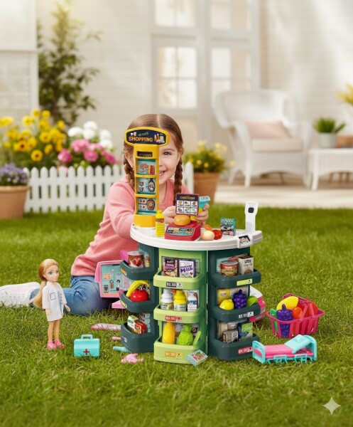 ДЕТСКИ ОГРОМЕН СУПЕРМАРКЕТ С ПРОДУКТИ 44 ЧАСТИ