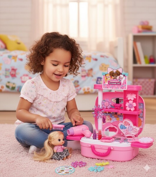 ДЕТСКА ТОАЛЕТКА-КУФАР НА КОЛЕЛЦА